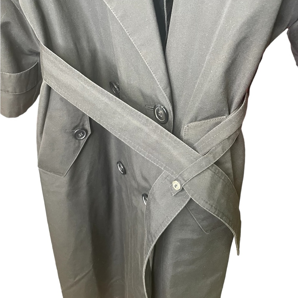 Towne London Fog Black Trench Coat womans 4P - Picture 3 of 8